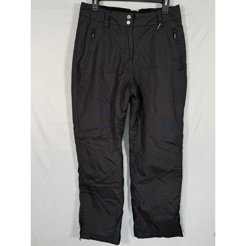 Fera‎ Womens Black Insulated Ski Snow Pants Zippered Pockets Ankle Zips 32x29